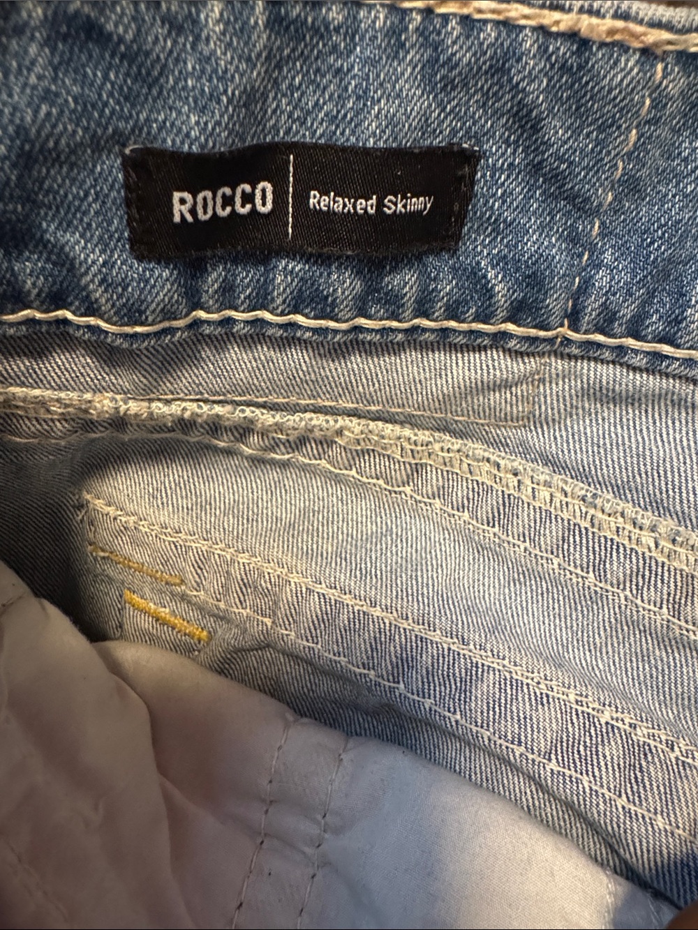 True Religion Light Blue Jeans with Yellow Stitching - Picture 3 of 4